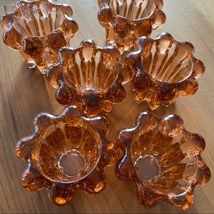 Vintage Pink Glass Flower Votive Holders